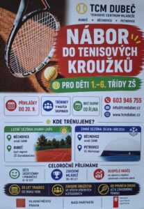 Nábor do tenisových kroužků TCM Dubeč školní rok 2026/27